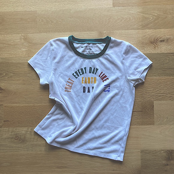 Madewell Retro Ringer Earth Day Tee XS EUC Cream & Green - Picture 1 of 7
